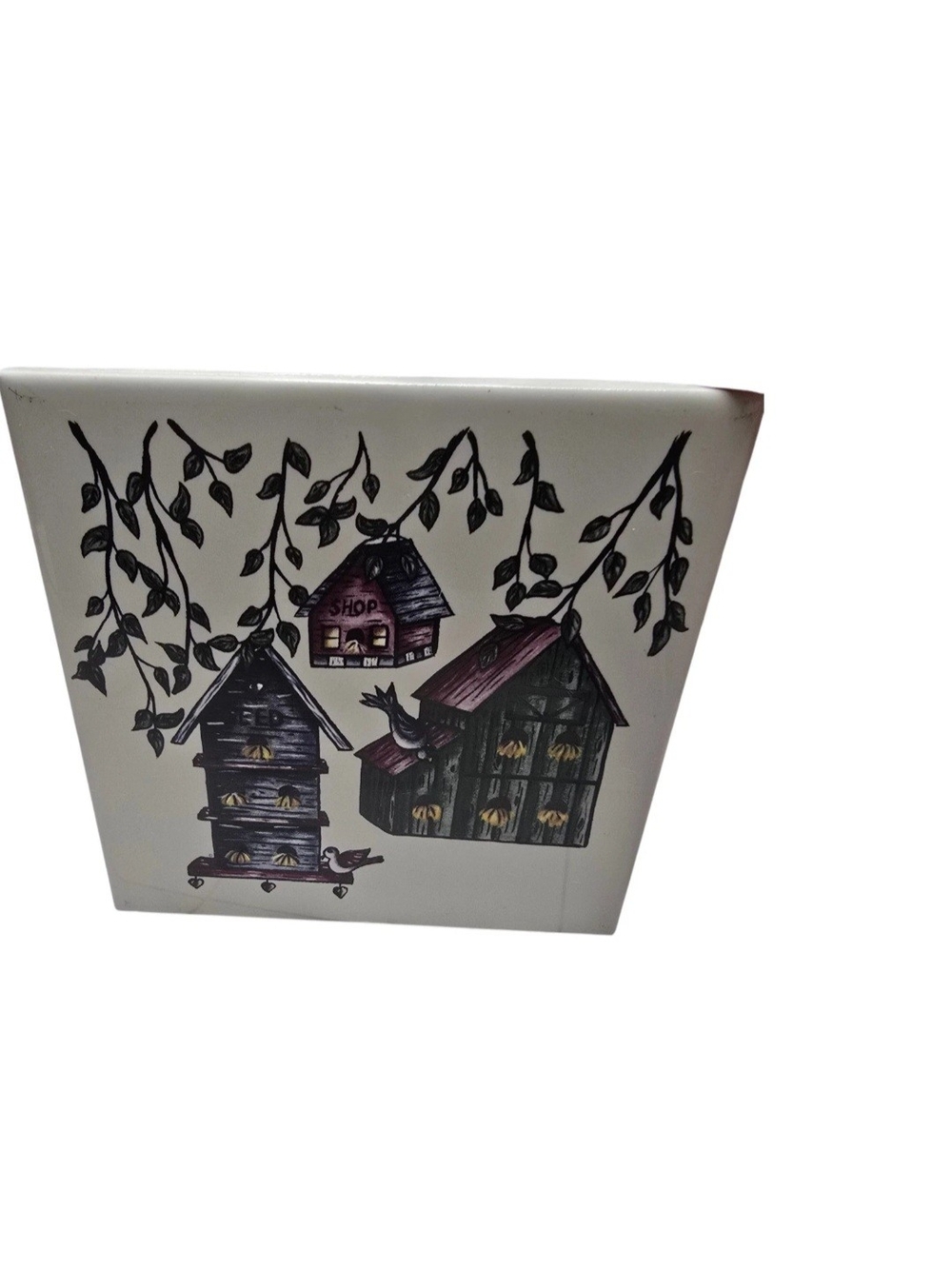 Vintage Ceramic Birdhouse Trivet Tile Country Kitchen Garden Decor